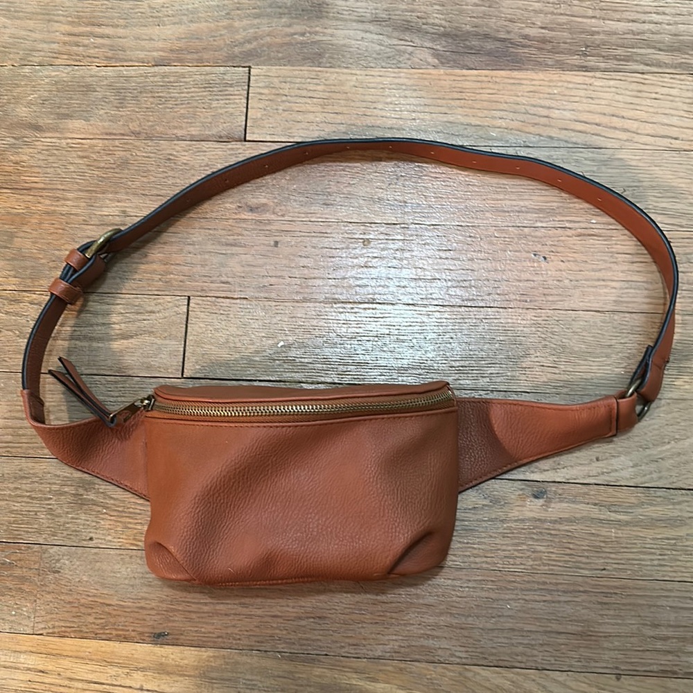 Brown Faux Leather Fanny Pack Belt Bag